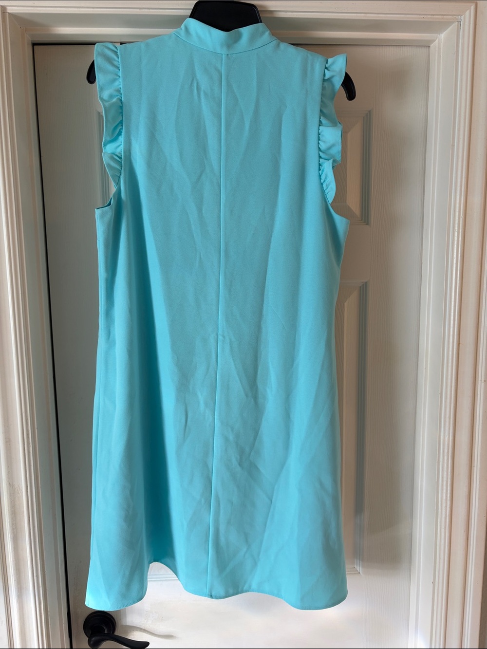 Lilly Pulitzer aqua tiffany blue zip front dress w/pearl & ruffle detail sz 12 - Picture 3 of 3